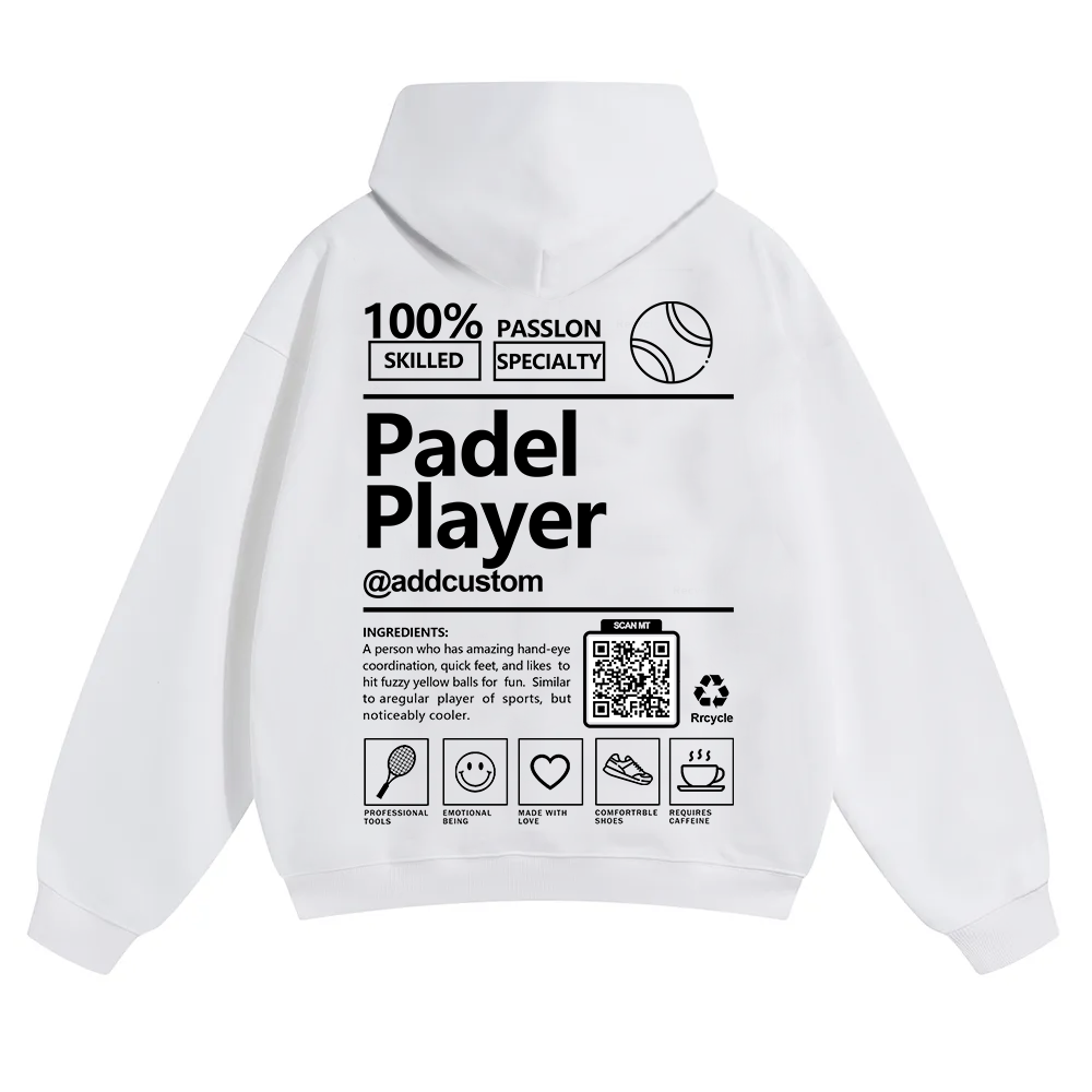Padel player Addcustom QR Code Solid Color Hoodie wearishow