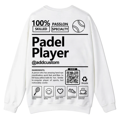 Padel player Addcustom QR Code Casual Crewneck Sweatshirt wearishow