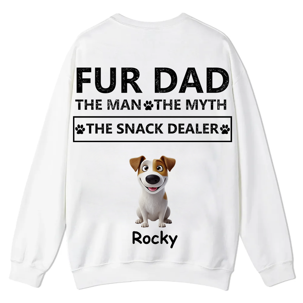 Fur Dad The Man The Myth The Snack Dealer - Personalized Custom Unisex Casual Crewneck Sweatshirt