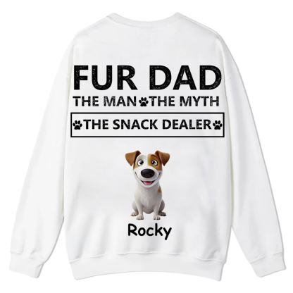 Fur Dad The Man The Myth The Snack Dealer - Personalized Custom Unisex Casual Crewneck Sweatshirt