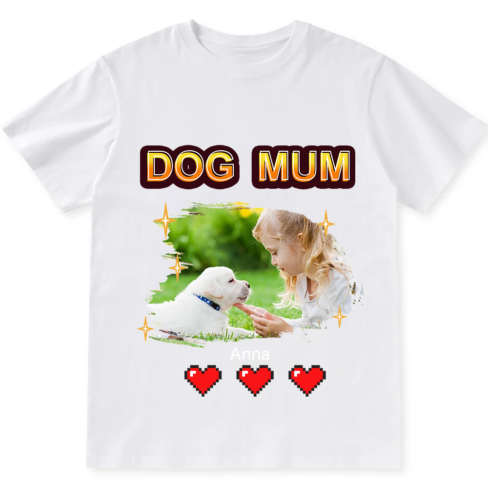 Dog Mom Pixel Photo - Personalized Custom Unisex Fit T-Shirt wearishow