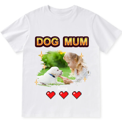Dog Mom Pixel Photo - Personalized Custom Unisex Fit T-Shirt wearishow