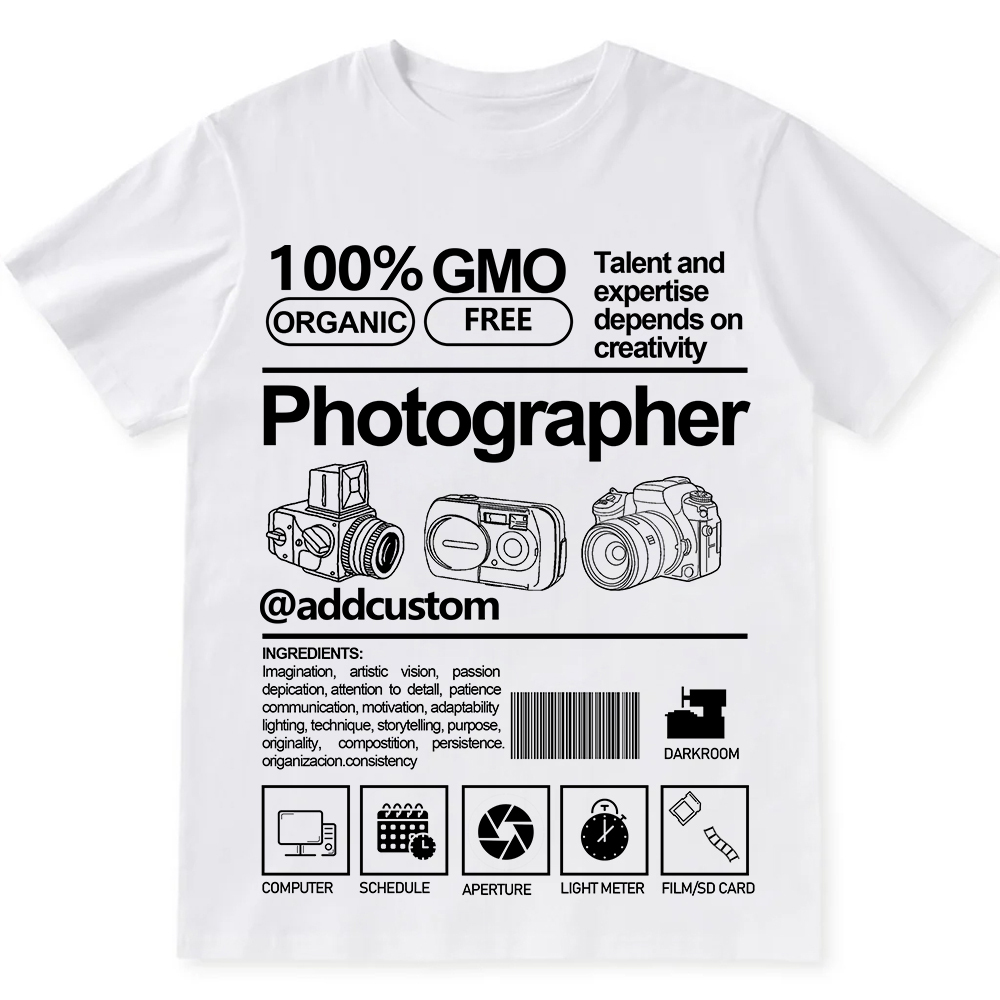 Addcustom  Photographer Personalized Custom Unisex Fit Cotton T-Shirt wearishow