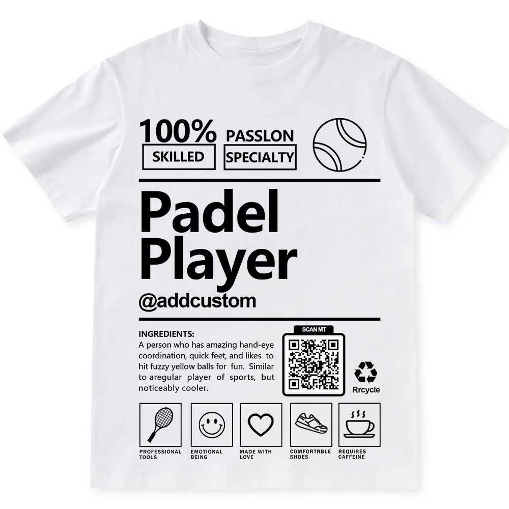 Padel Player Addcustom QR Code Unisex Fit Cotton T-Shirt wearishow
