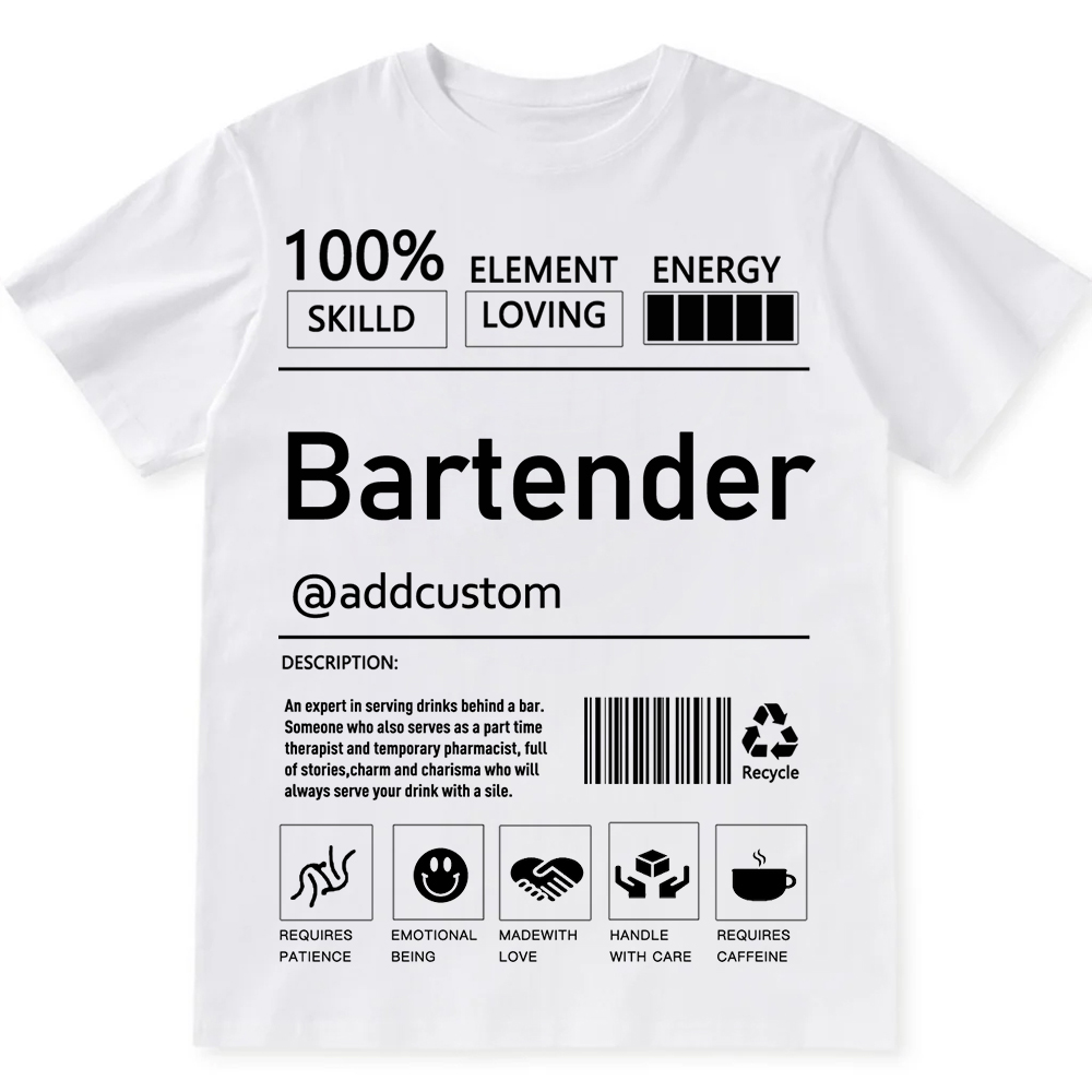 Bartender  Custom Unisex Fit Cotton T-Shirt wearishow