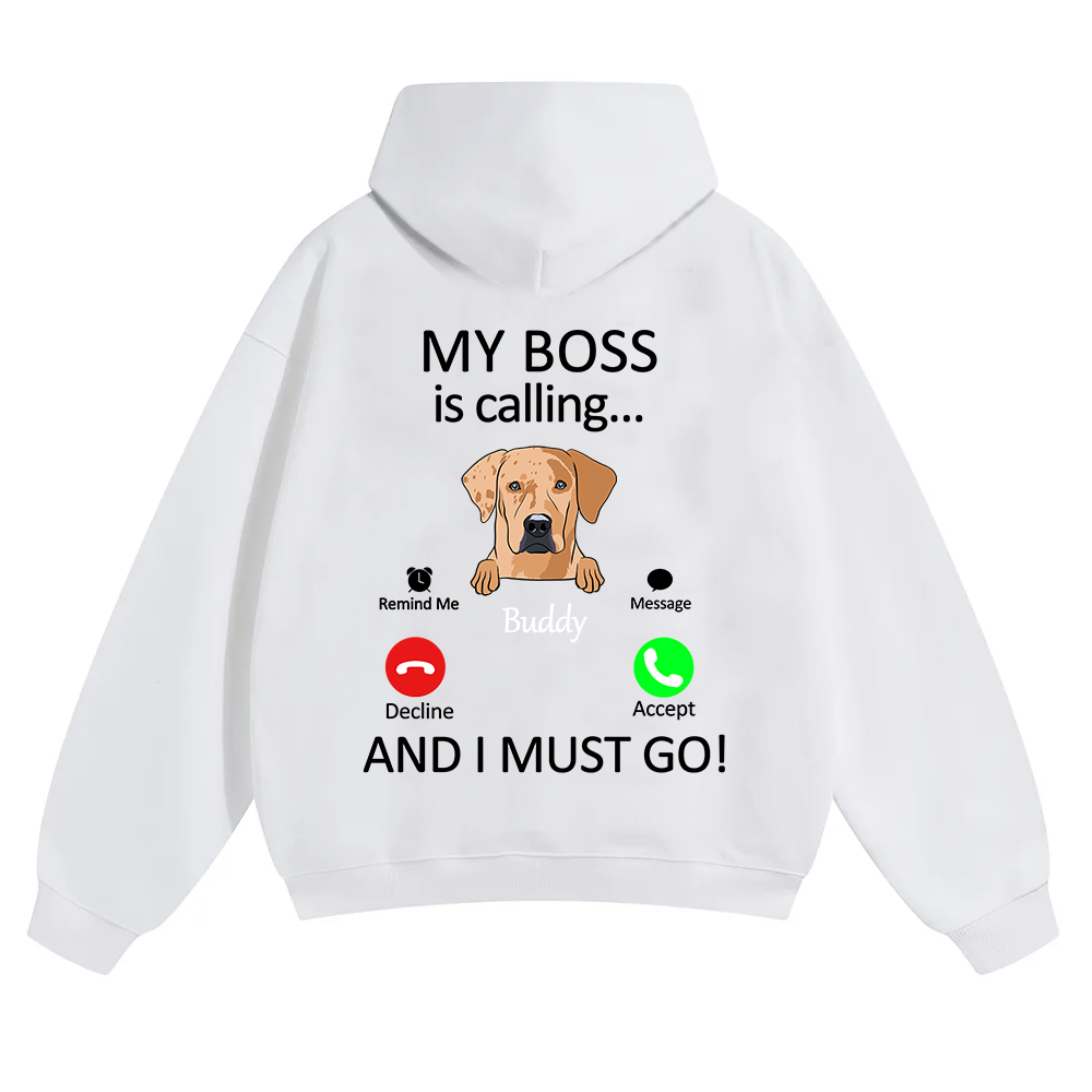 Dog Boss Calling - Personalized Custom Unisex Soild Color Hoodies wearishow