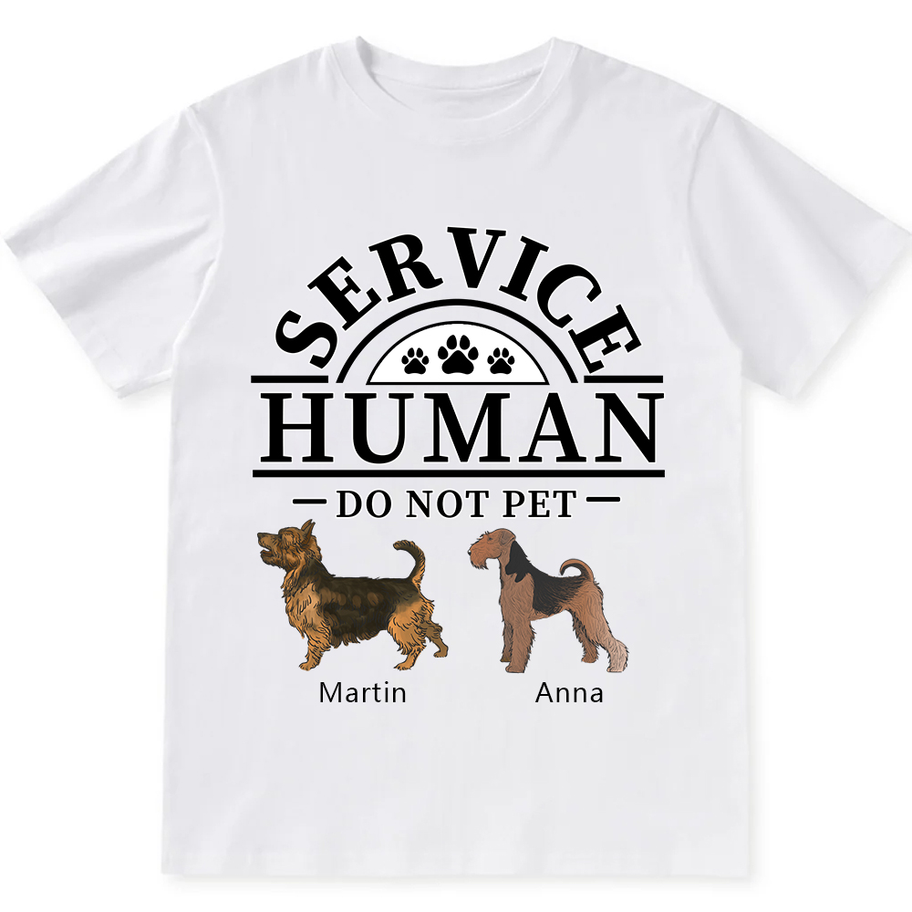 Service Human, Do Not Pet 2 - Personalized Custom Unisex Fit Cotton T-Shirt wearishow