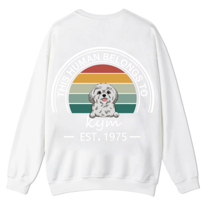 This Human Belongs To - Personalized Custom Unisex Casual Crewneck Sweatshirt