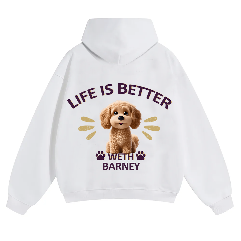 Better Life With My Dog - Personalized Custom Unisex Soild Color Hoodies wearishow