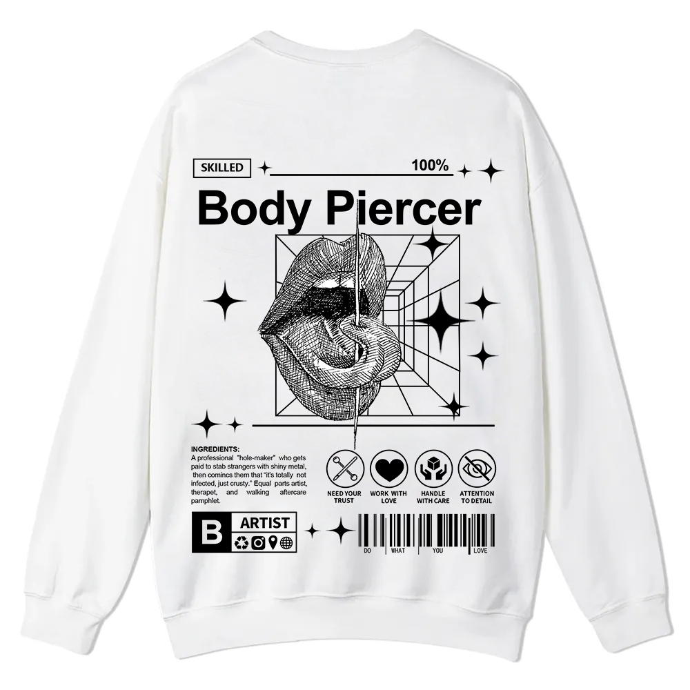 Body Piercer Casual Crewneck Sweatshirt wearishow