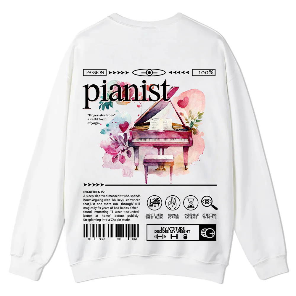 Pianist Casual Crewneck Sweatshirt wearishow