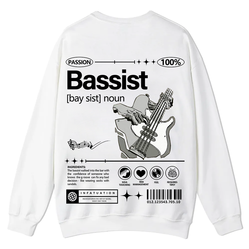 Bassist Casual Crewneck Sweatshirt wearishow