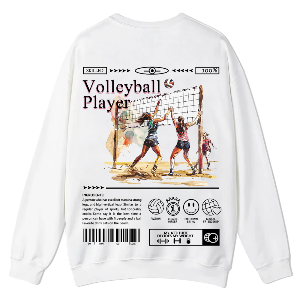 Volleyball Player Casual Crewneck Sweatshirt wearishow