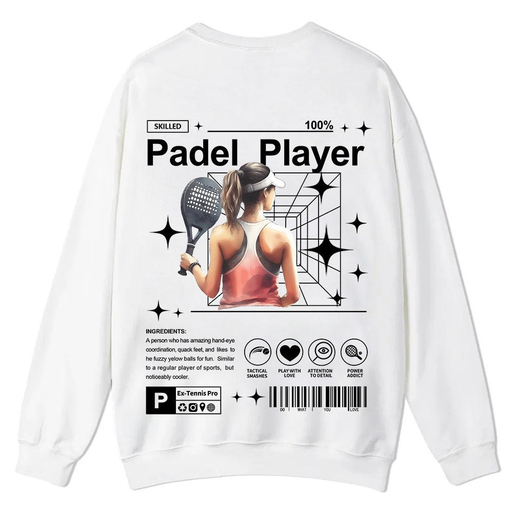 Padel Player Casual Crewneck Sweatshirt wearishow