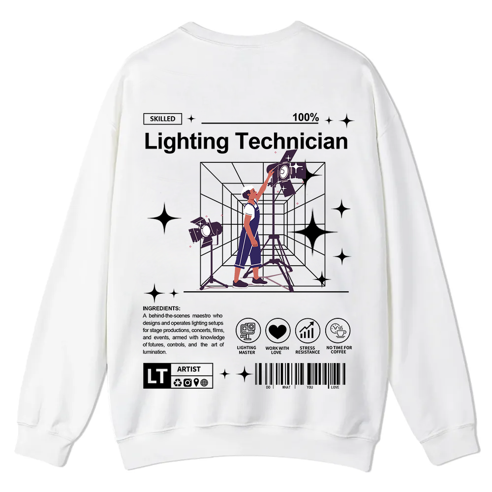 Lighting Technician Casual Crewneck Sweatshirt wearishow