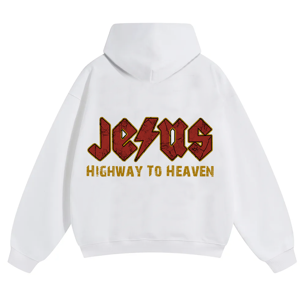 Jesus Highway To Heaven Unisex Solid Color Hoodie wearishow