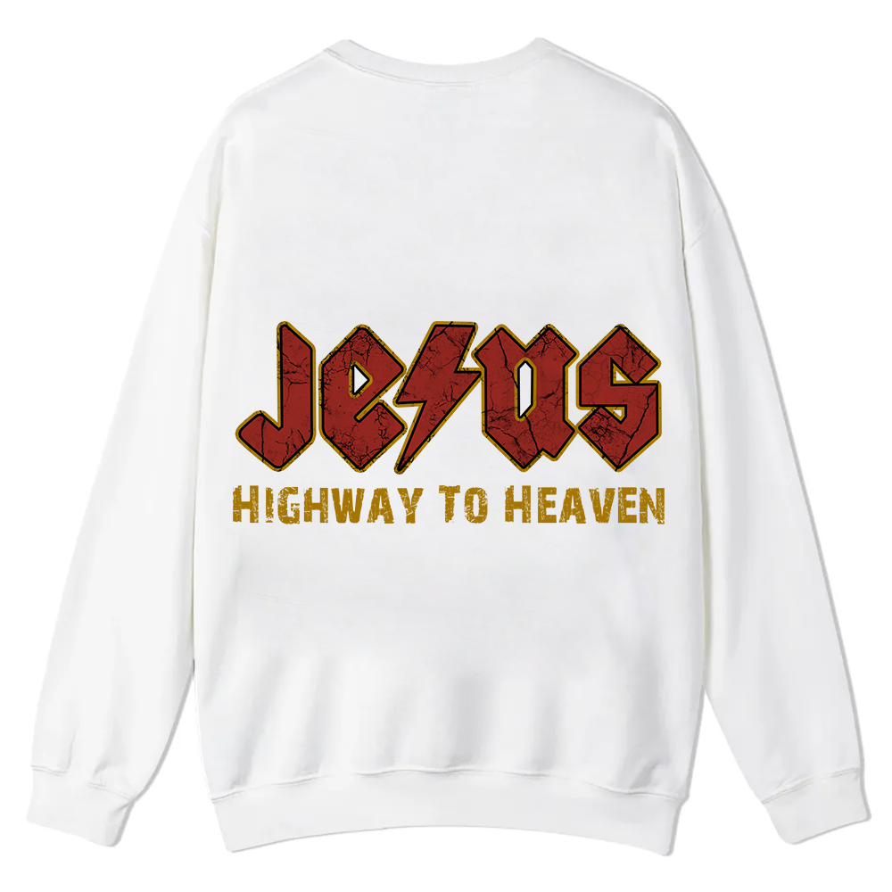 Jesus Highway To Heaven Casual Crewneck Sweatshirt wearishow