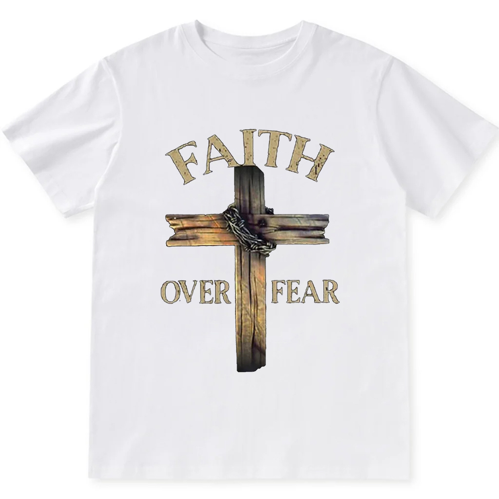 Faith Over Fear Cross Unisex Fit Cotton T-Shirt wearishow