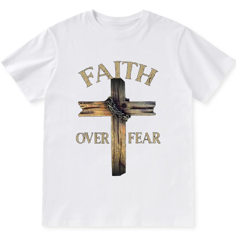 Faith Over Fear Cross Unisex Fit Cotton T-Shirt wearishow