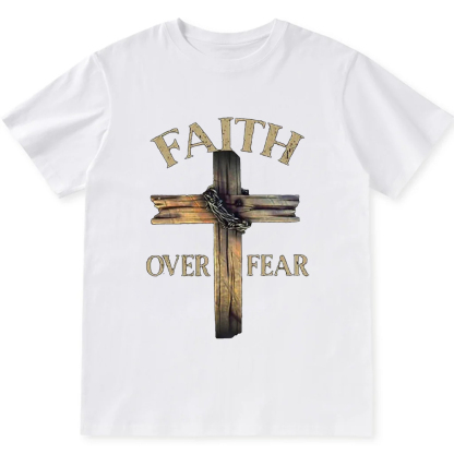Faith Over Fear Cross Unisex Fit Cotton T-Shirt wearishow