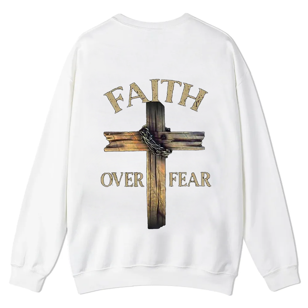 Faith Over Fear Cross Casual Crewneck Sweatshirt wearishow