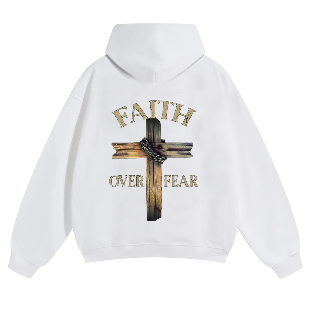 Faith Over Fear Cross Unisex Solid Color Hoodie wearishow