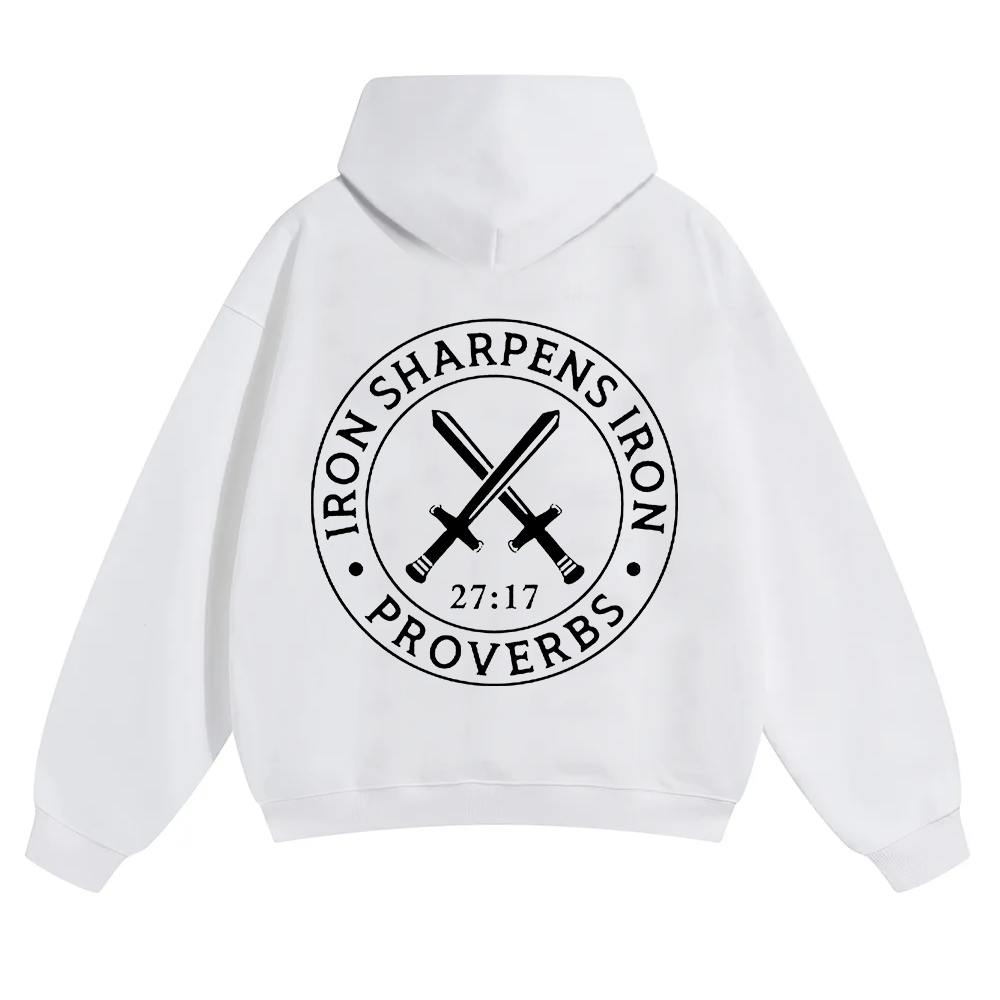 Iron Sharpens Iron PRVOERBS 27:17 Christian Unisex Solid Color Hoodie wearishow