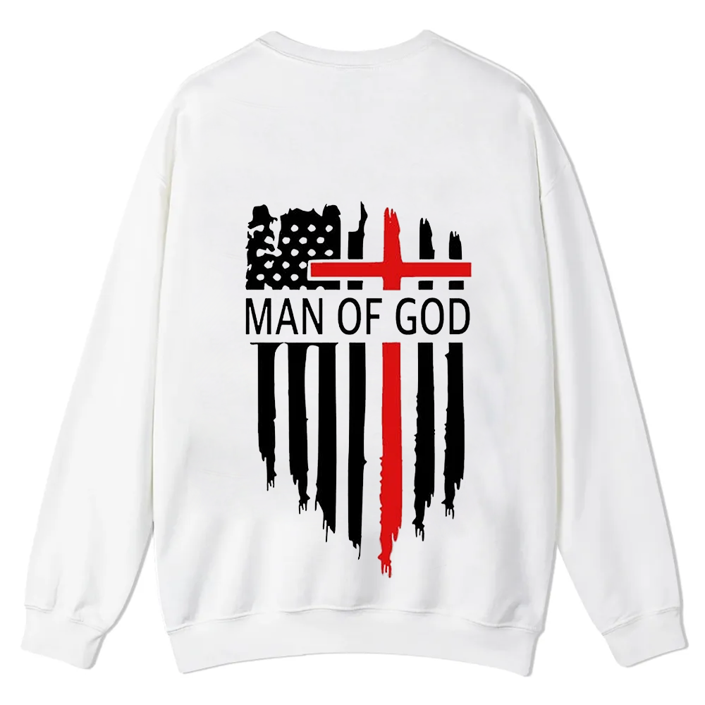 Man Of God Chrsitian Casual Crewneck Sweatshirt wearishow