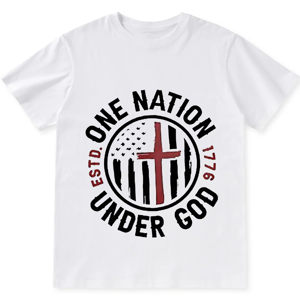One Nation Under God ESTD 1776 Unisex Fit Cotton T-Shirt wearishow