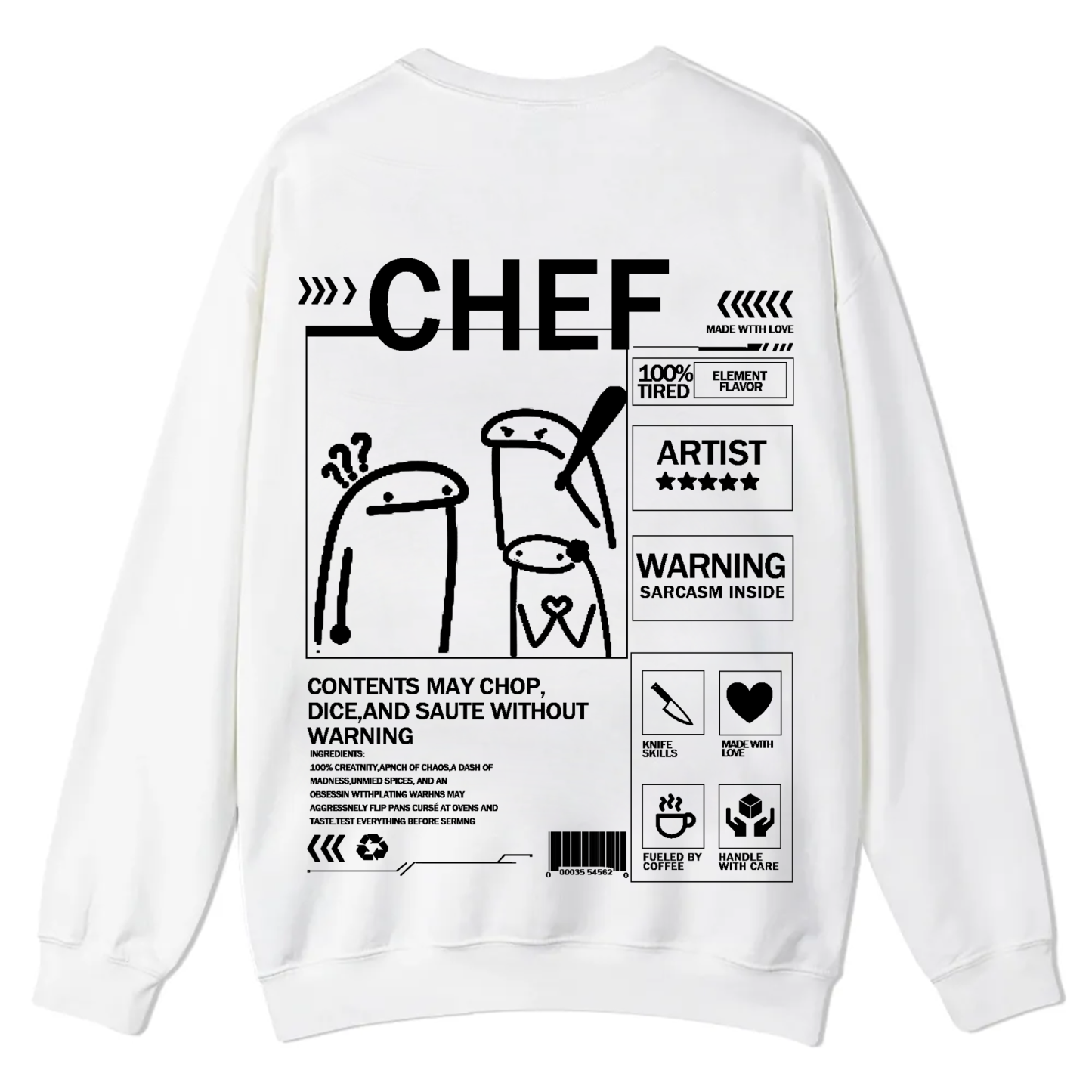Chef Solid Color Unisex Casual Crewneck Sweatshirt