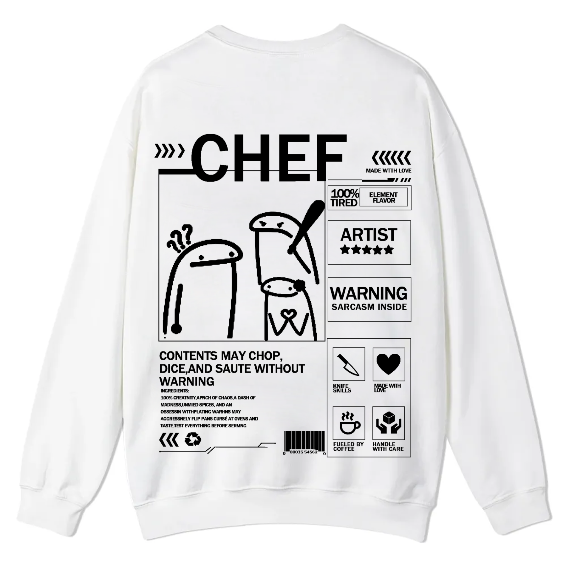 Chef Solid Color Unisex Casual Crewneck Sweatshirt