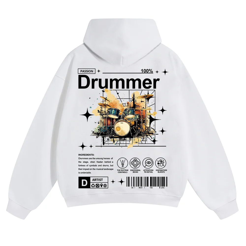 Drummer Unisex Solid Color Hoodie wearishow