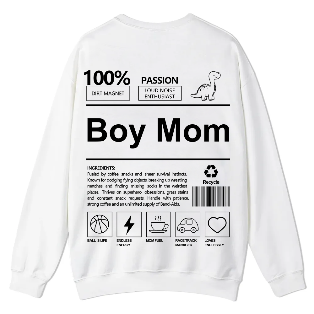 Boy Mom Casual Crewneck Sweatshirt wearishow