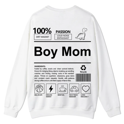 Boy Mom Casual Crewneck Sweatshirt wearishow