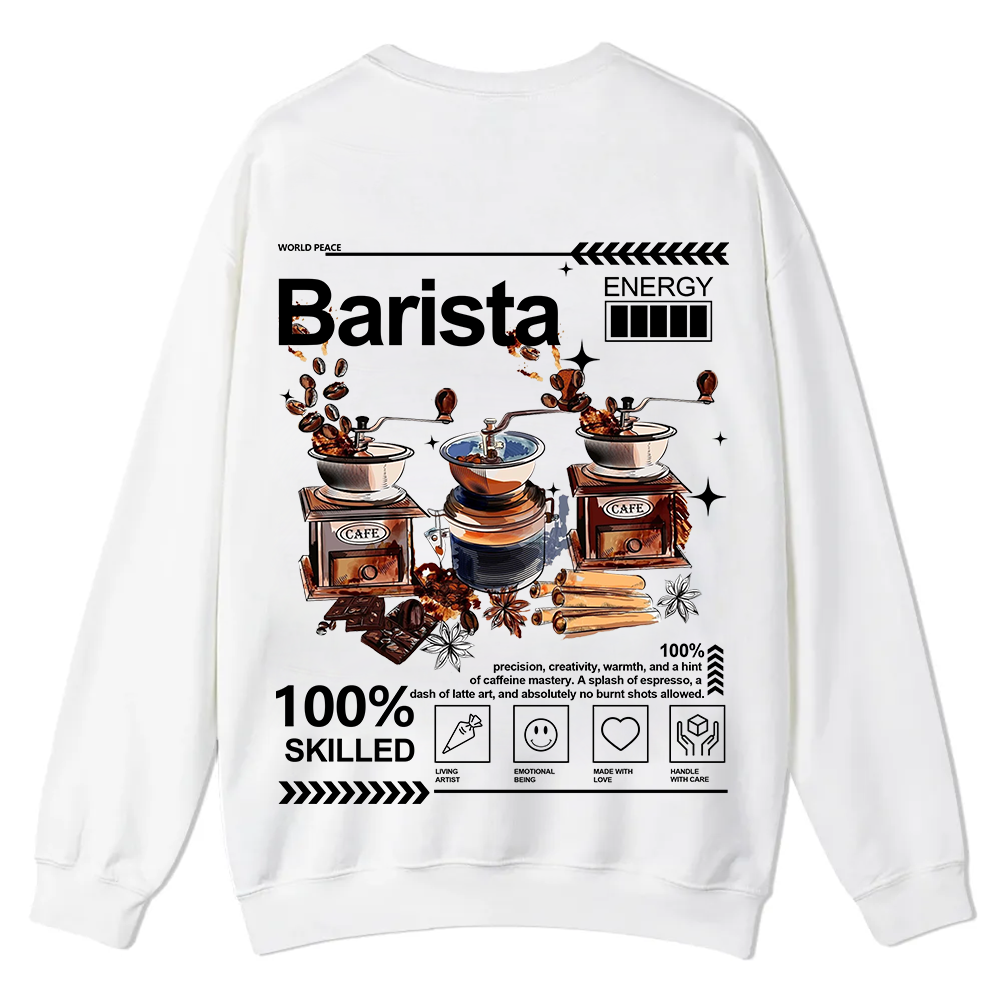 Barista Casual Crewneck Sweatshirt wearishow