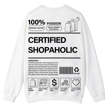 Certified Shopaholic Casual Crewneck Sweatshirt wearishow