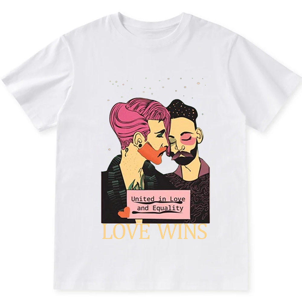 United in Love and Equality Love Wins Unisex Fit Cotton T-Shirt wearishow