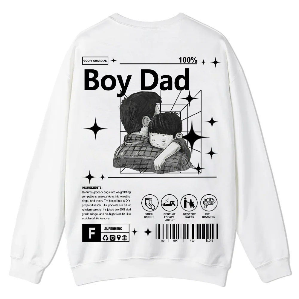Boy Dad Casual Crewneck Sweatshirt wearishow