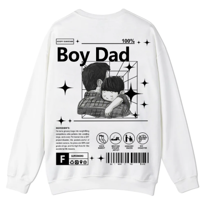 Boy Dad Casual Crewneck Sweatshirt wearishow