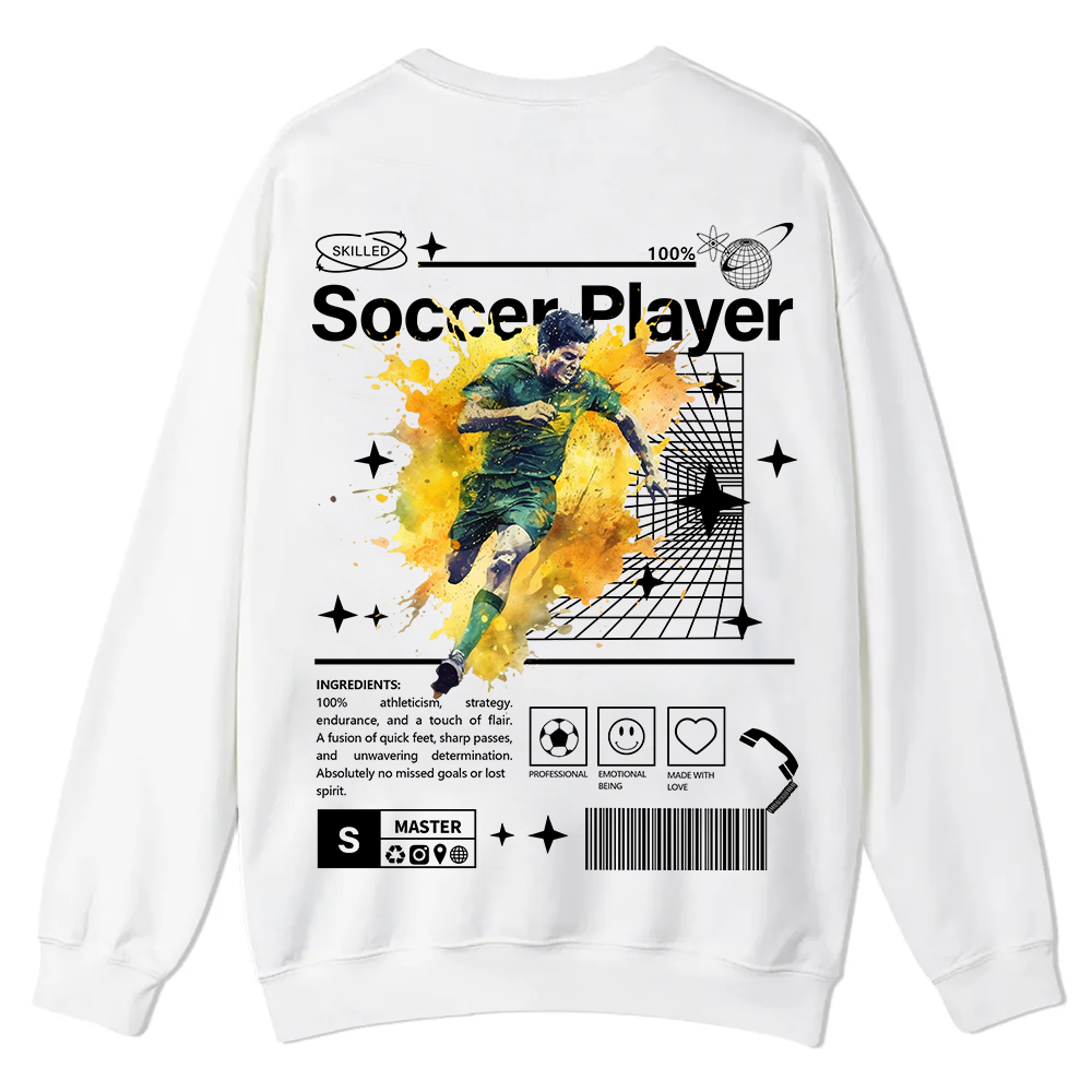 Soccer Player Casual Crewneck Sweatshirt wearishow