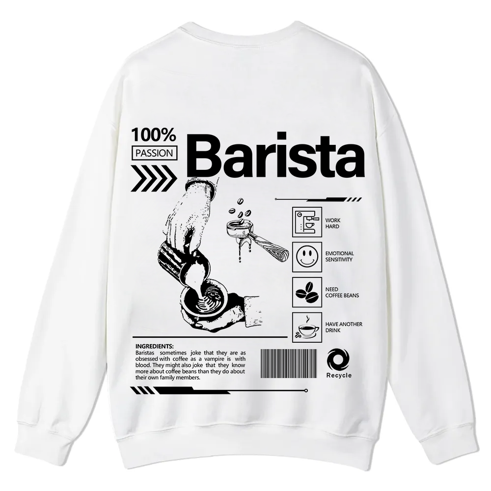 Barista Casual Crewneck Sweatshirt wearishow