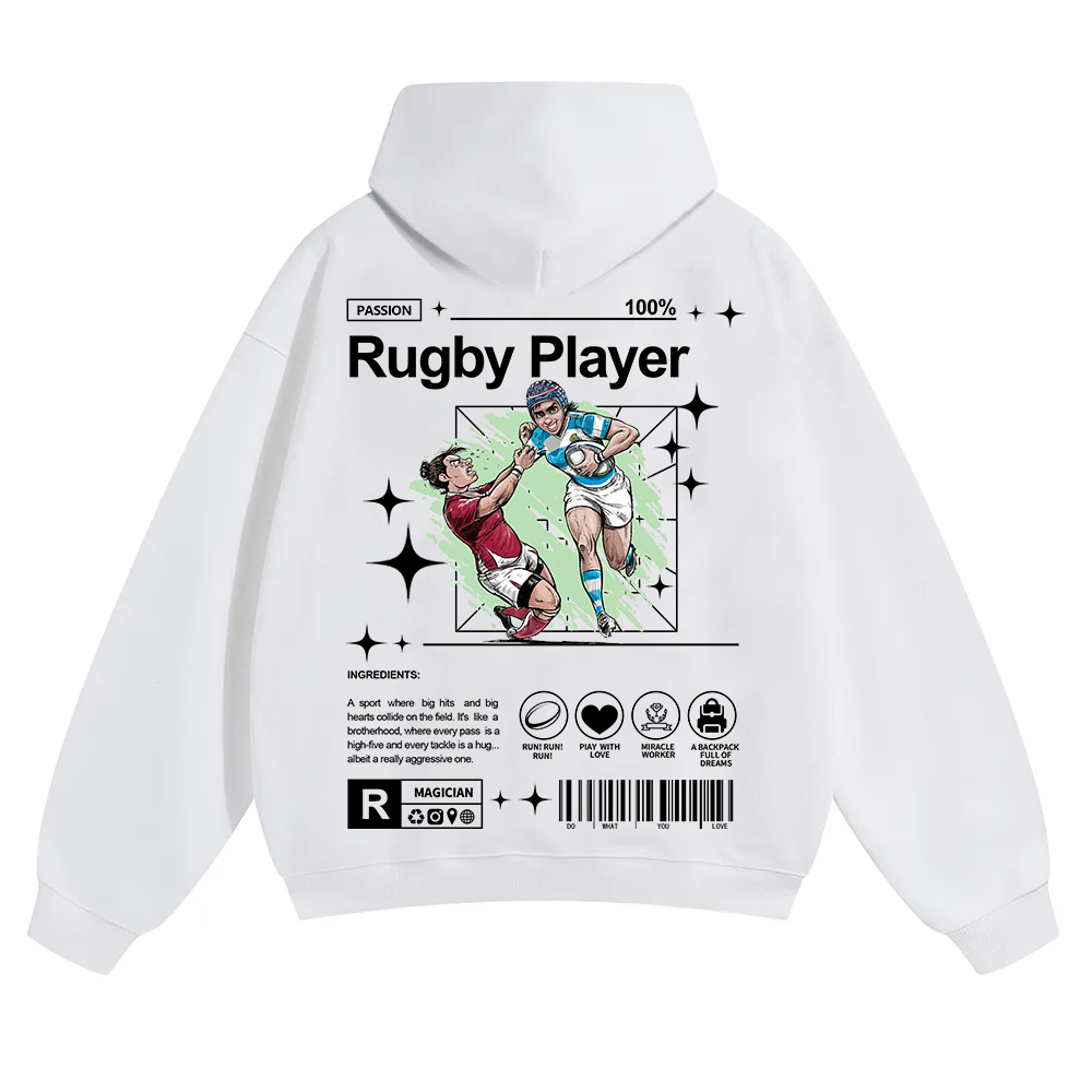 Rugby Player Unisex Solid Color Hoodie wearishow