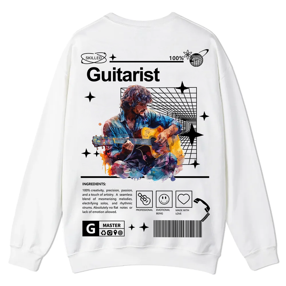 Guitarist Casual Crewneck Sweatshirt wearishow