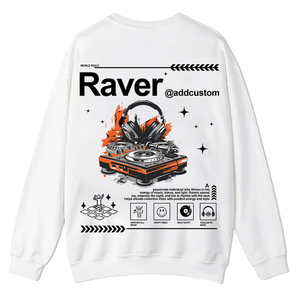 Addcustom Raver Casual Crewneck Sweatshirt wearishow
