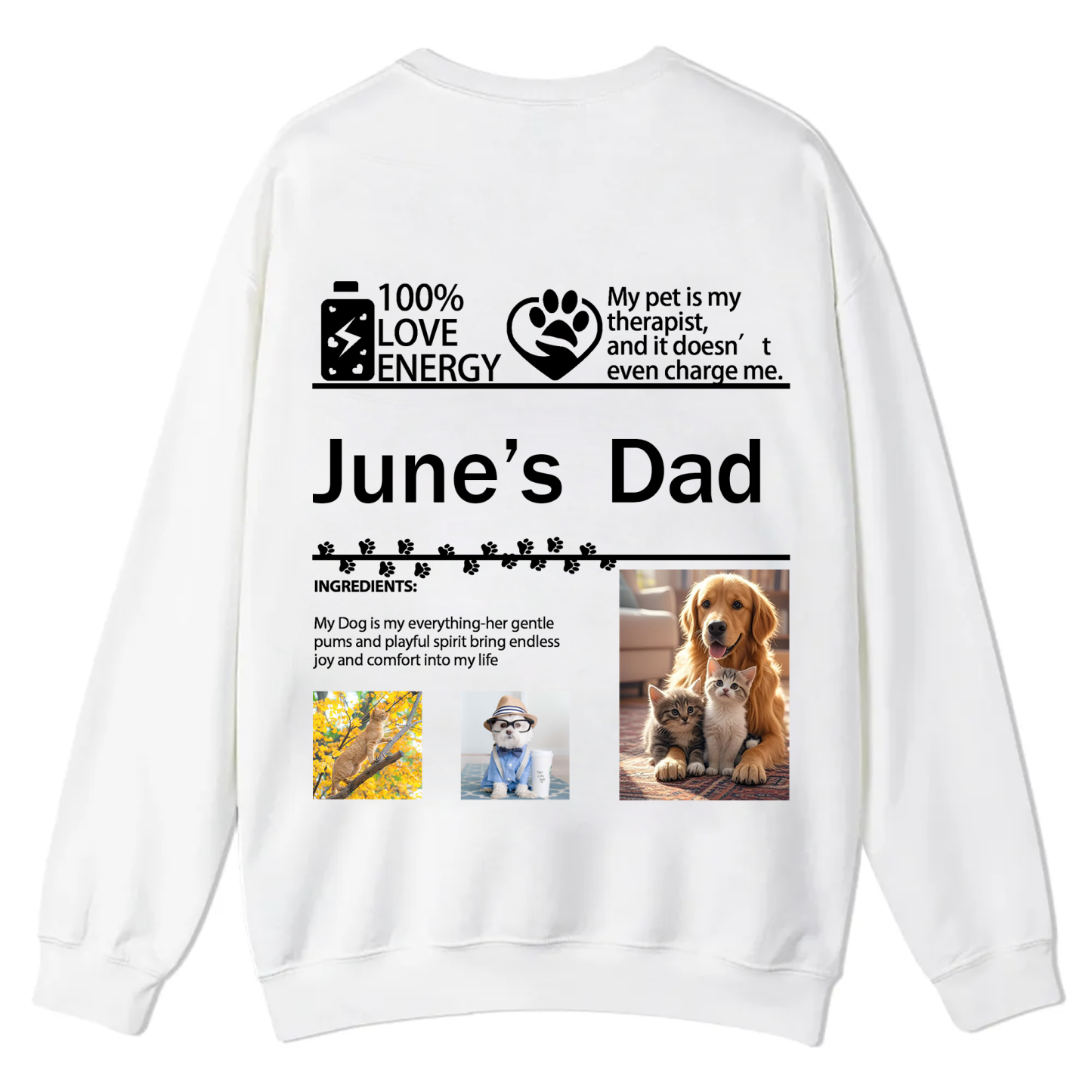 Pet Photo Creative Customized Unisex Casual Crewneck Sweatshirt