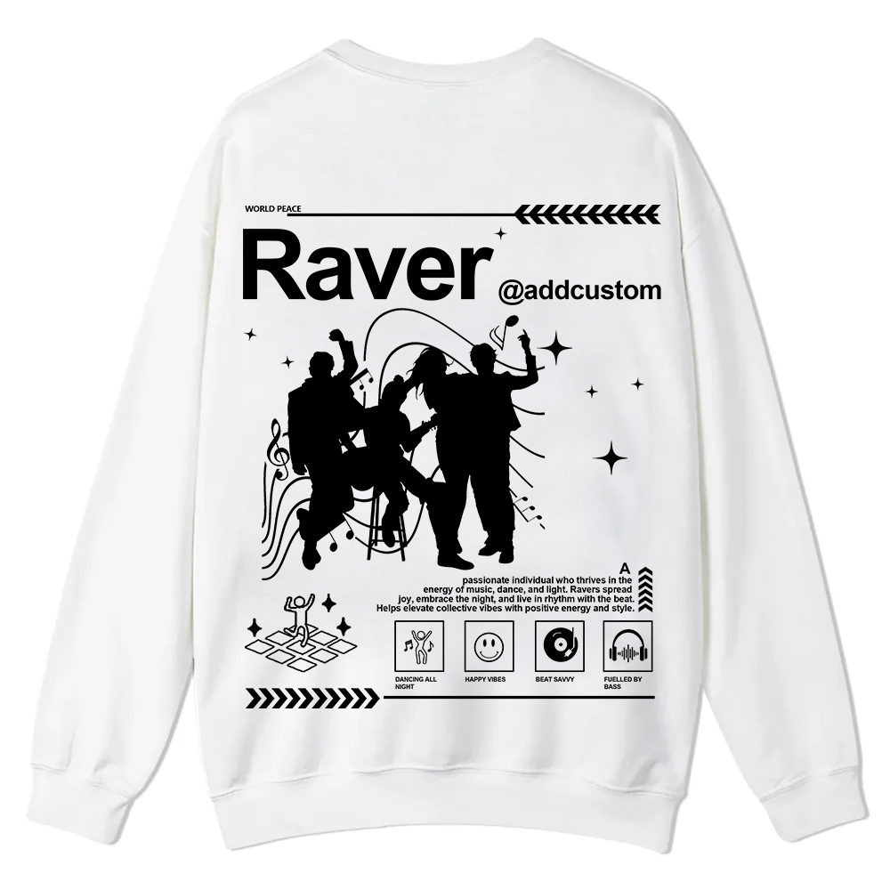 Addcustom Raver Casual Crewneck Sweatshirt wearishow