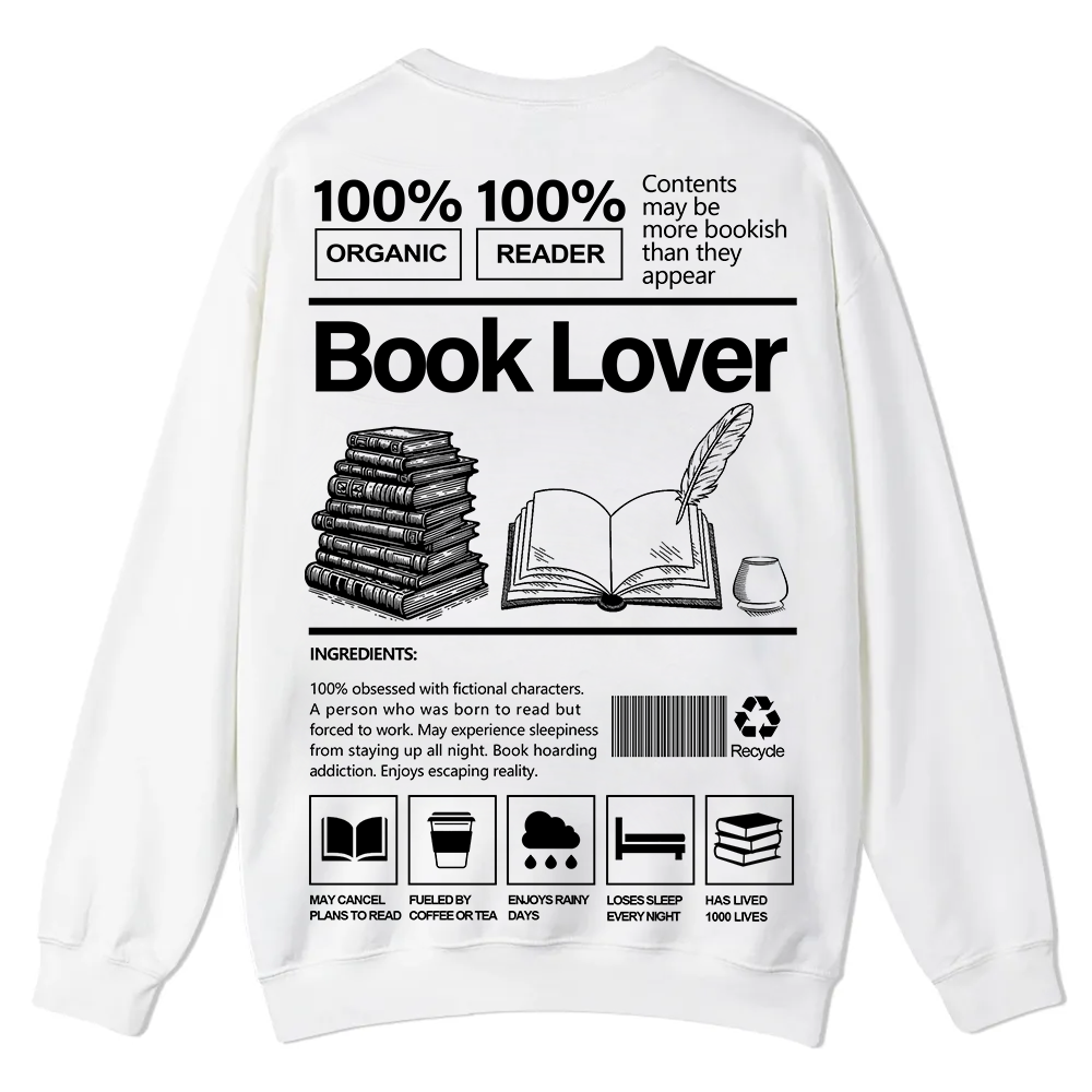 Book Lover Casual Crewneck Sweatshirt wearishow