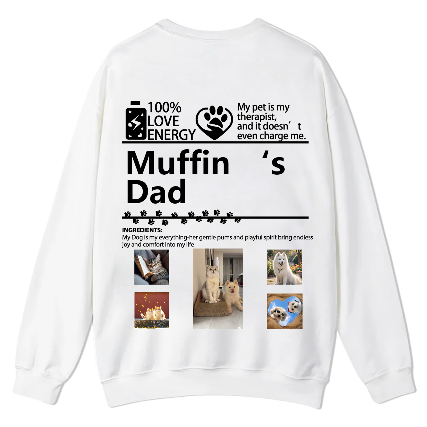 Pets Photos Creative Customized Unisex Casual Crewneck Sweatshirt