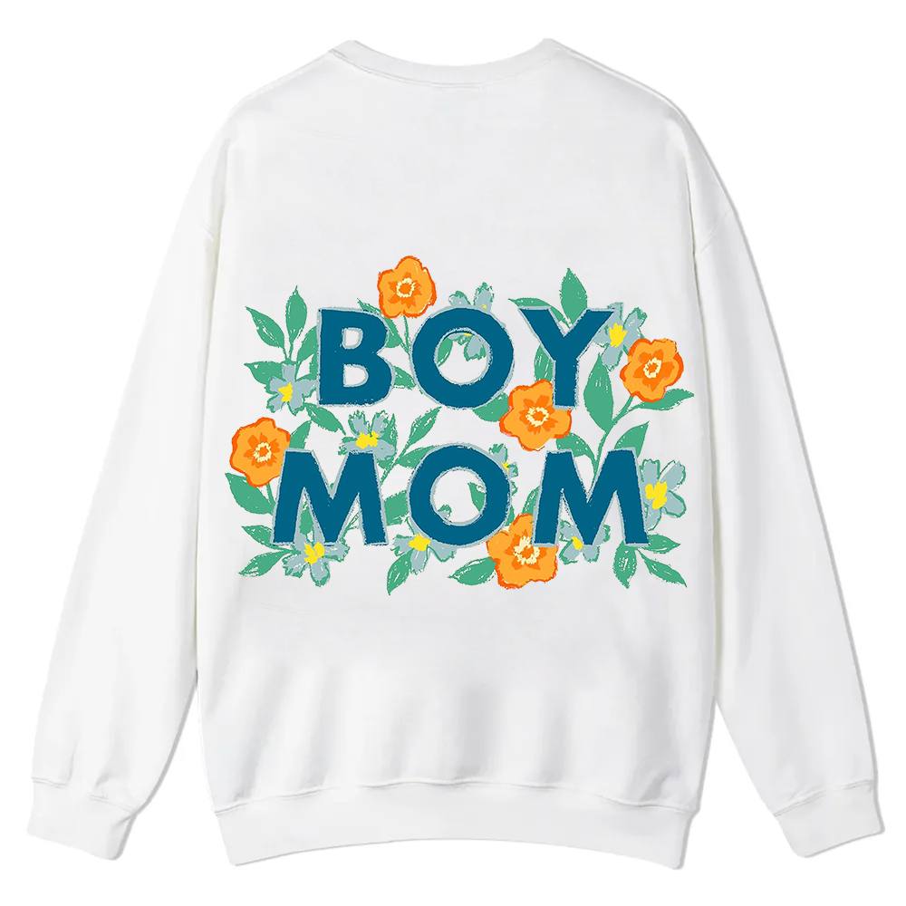 Boy Mom Casual Crewneck Sweatshirt wearishow