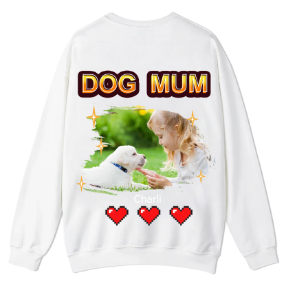 Dog Mom Pixel Photo - Personalized Custom Unisex Casual Crewneck Sweatshirt